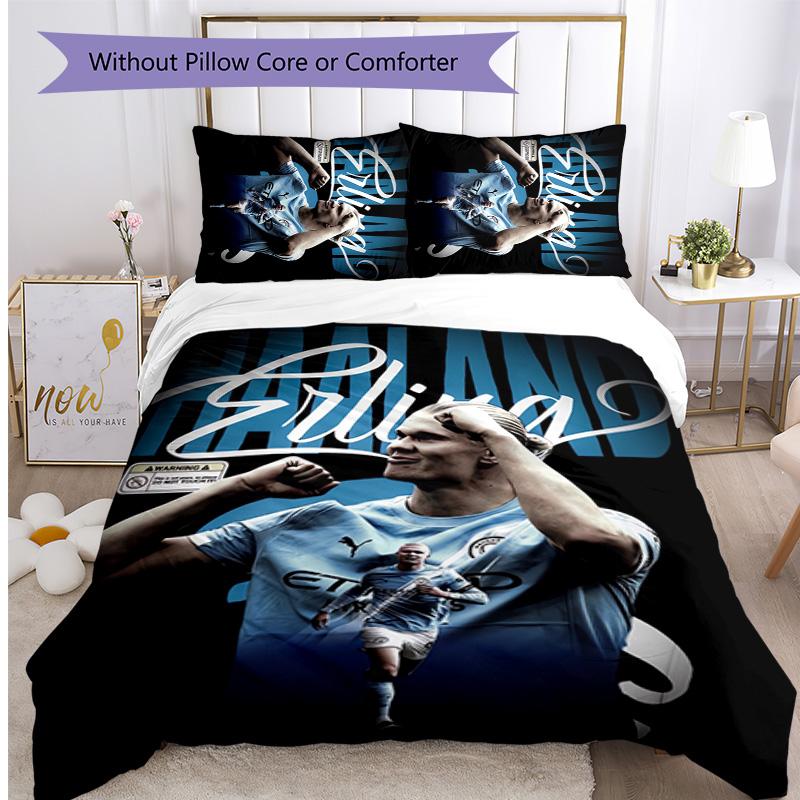 Set Biancheria da Letto 3 Pezzi con Stampa Modello Erling Haaland Morbido Delicato sulla Pelle Lavabile Copripiumino e Federe Set Stagione Unica Camera da Letto