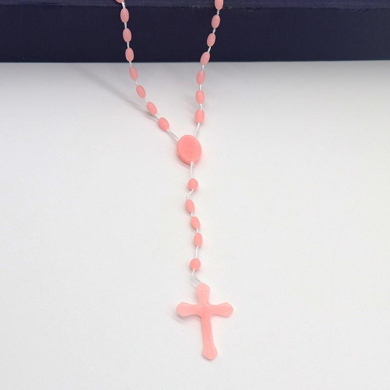 Luminous Catholic Christ Jesus Cross Plastic Rosary Crucifix Necklace Religious Church Decoration Wall Crosses Souvenirs Gifts
