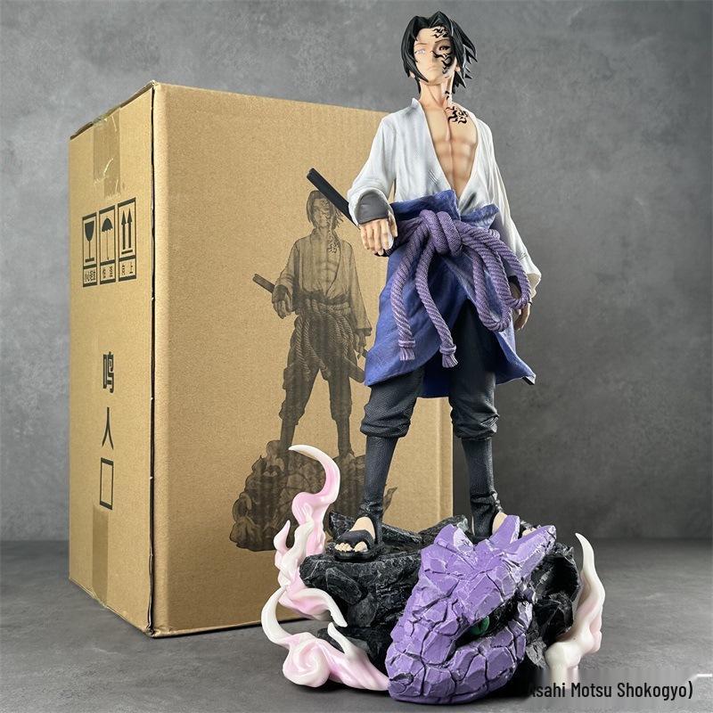 Handmade Naruto & Sasuke Anime Figures with Scroll Ornaments