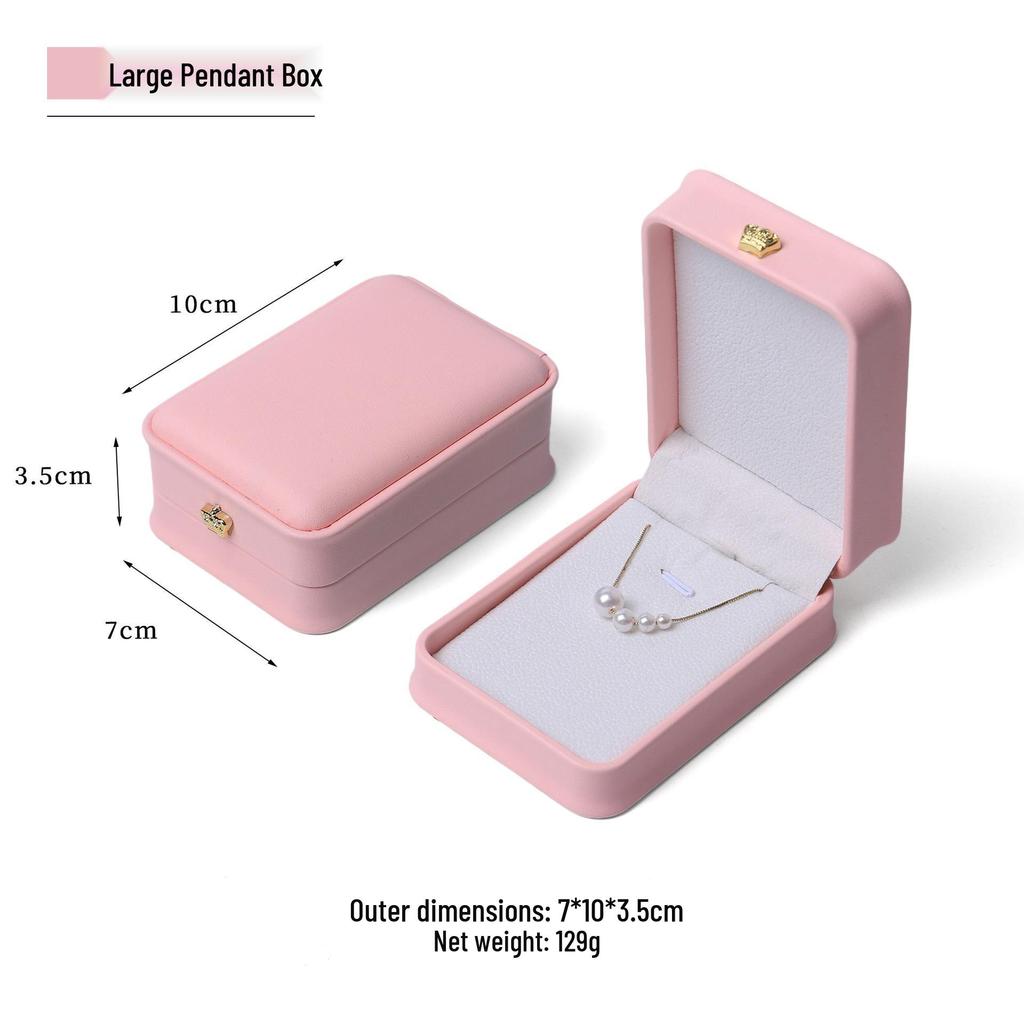 Elegant Crown Waist-Cinching Silver Pendant Box with Diamond Accents - Luxury Necklace Jewelry Packaging Box