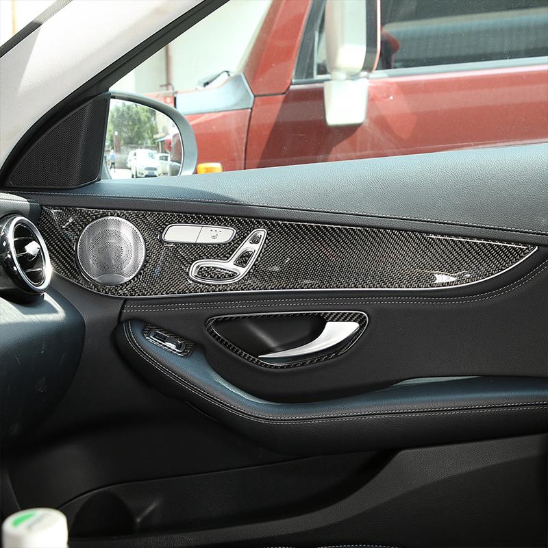 Soft Carbon Fiber For Mercedes Benz C GLC Class W205 2014- Interior Door Decoration Panel Cover Trims Car Accessories