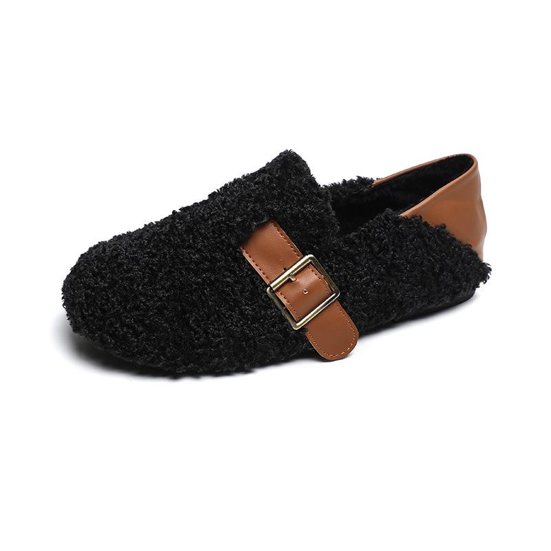 Mao Mao shoes women wear autumn and winter shoes lamb wool plush flat shoes