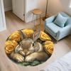Rabbits & Fresh Flowers pattern round rug,Carpet Rug for Living Room Bedroom Playroom ,Non-slip Floor Mat,Holiday Gifts and Birthday Gifts.
