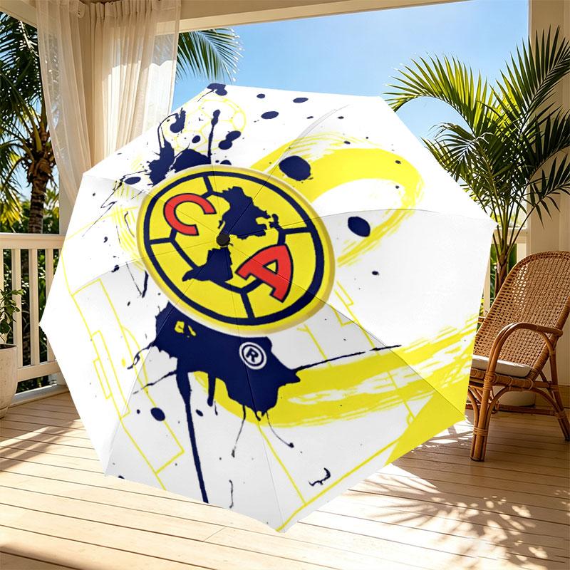 Club America Print Automatic Open Close Umbrella, Portable Foldable Umbrella, for Outdoor Commute Camping Trip, Ideal Birthday Gift