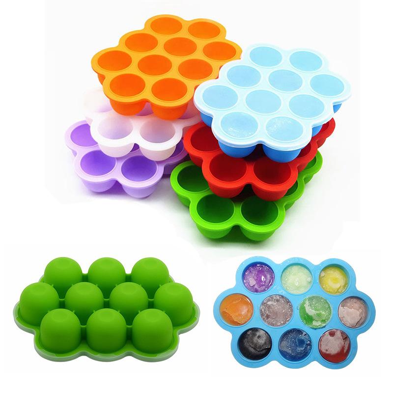 Reusable Container with Lid for Homemade Baby Food, Freezer Mold, Silicone Tray, 10 Holes