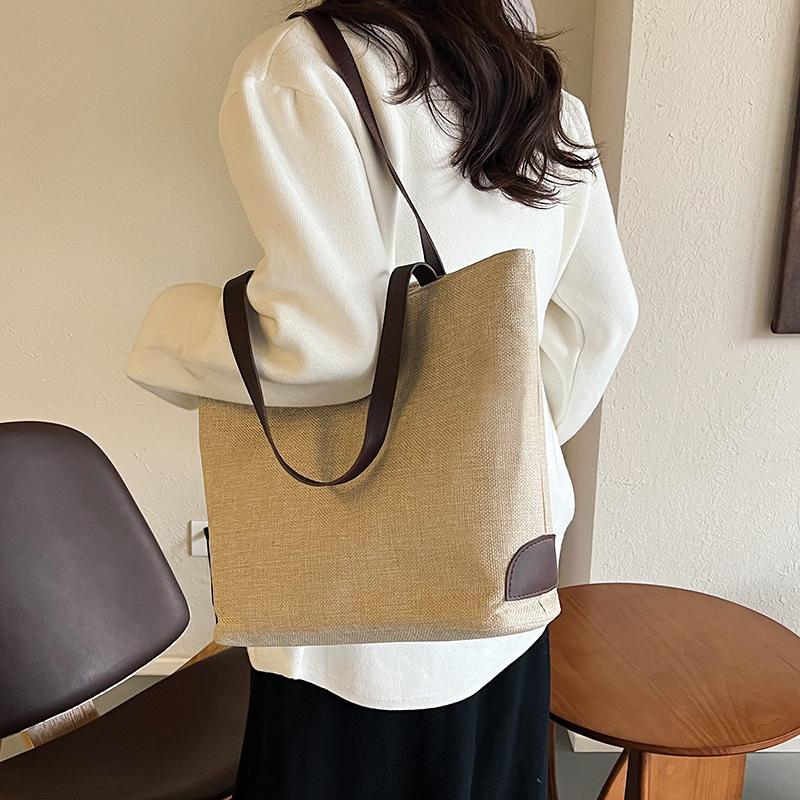 New women's bag fashion trend literary cotton and linen bag large capacity shoulder bag versatile casual canvas handbag