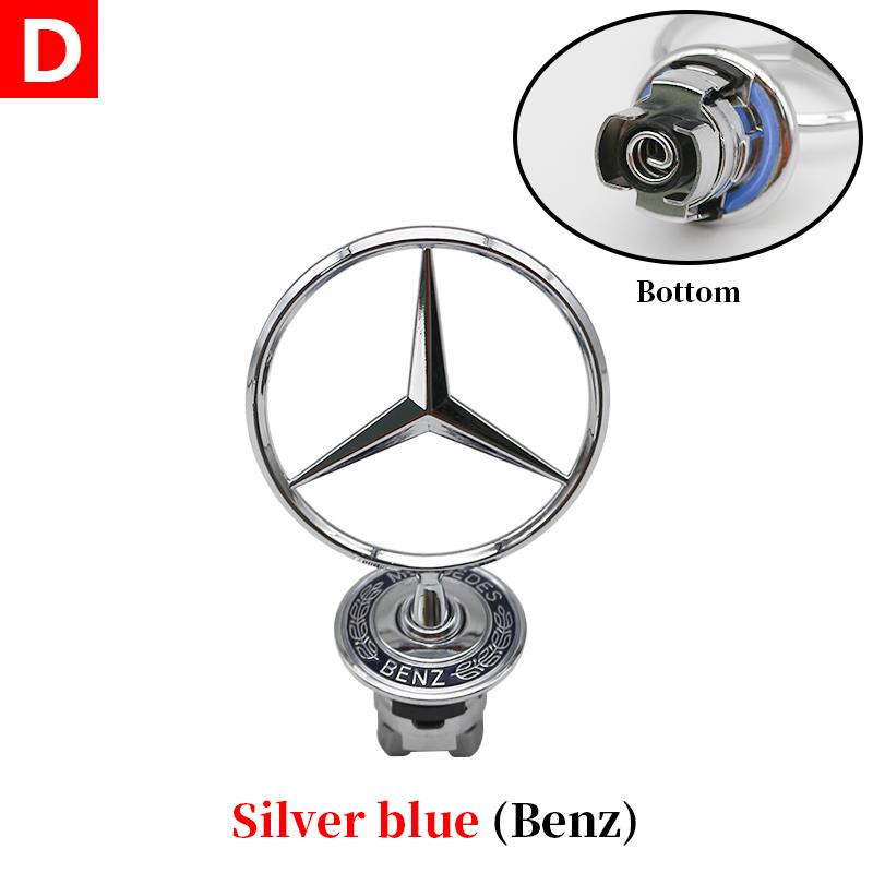 1pcs 44mm 3D Metal Blue Chrome Star Bonnet Hood Logo Emblem Badge for Mercedes Benz AMG W202 W203 W204 W208 W210 W220 W221 PI1