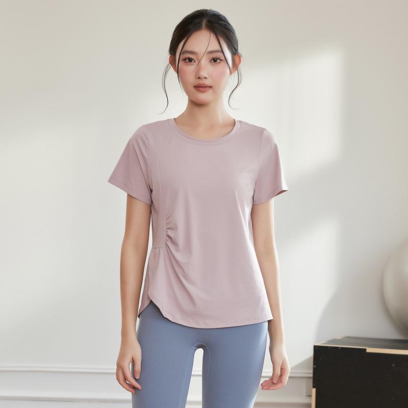 Plus Size Quick Dry Yoga T-Shirt for Women - Short Sleeve, Slimming, Skin-Friendly Fitness Cover-Up