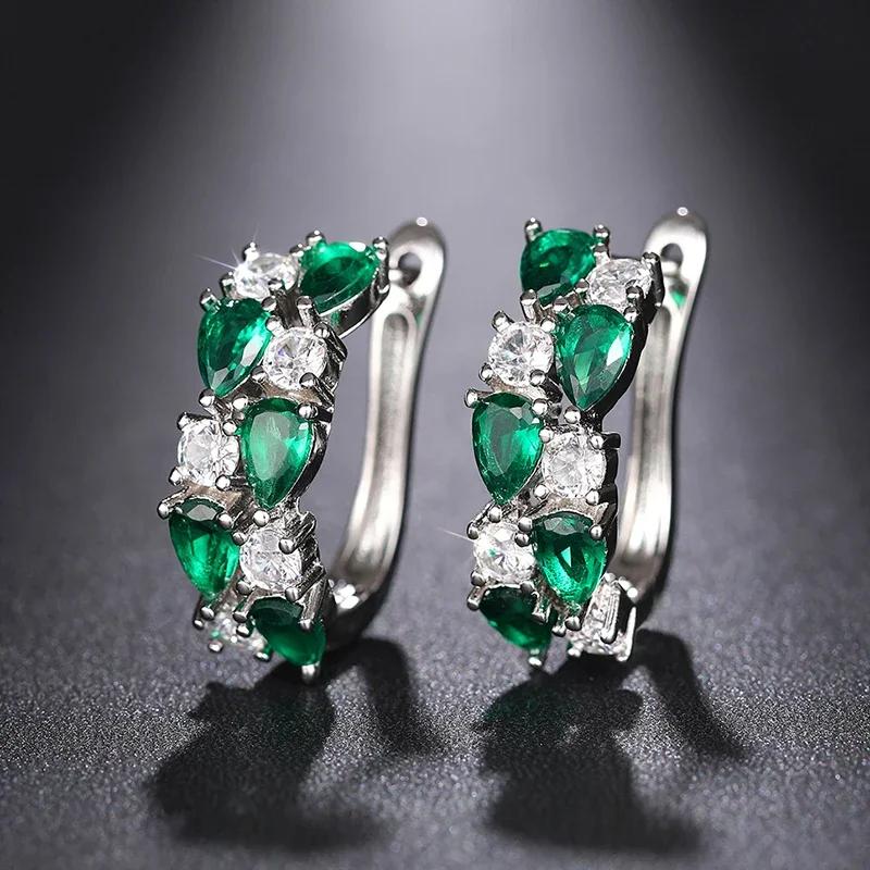 Xiaomi Huitan Luxury Trendy Women's Hoop Earrings with Waterdrop Blue/Green Cubic Zirconia Wedding Party Temperament Female Jewelry