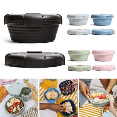 Silicone Folding Bento Box Portable Lunchbox for Food Dinnerware Food Container Bowl Tableware Outdoor Camping Picnic Lunch Box