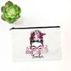 Teach Love Inspire Teacher Makeup Cosmetic Bags  Back To School Gift Beauty Cases Pencil Pouch Organizer Storage Box Mini Purse