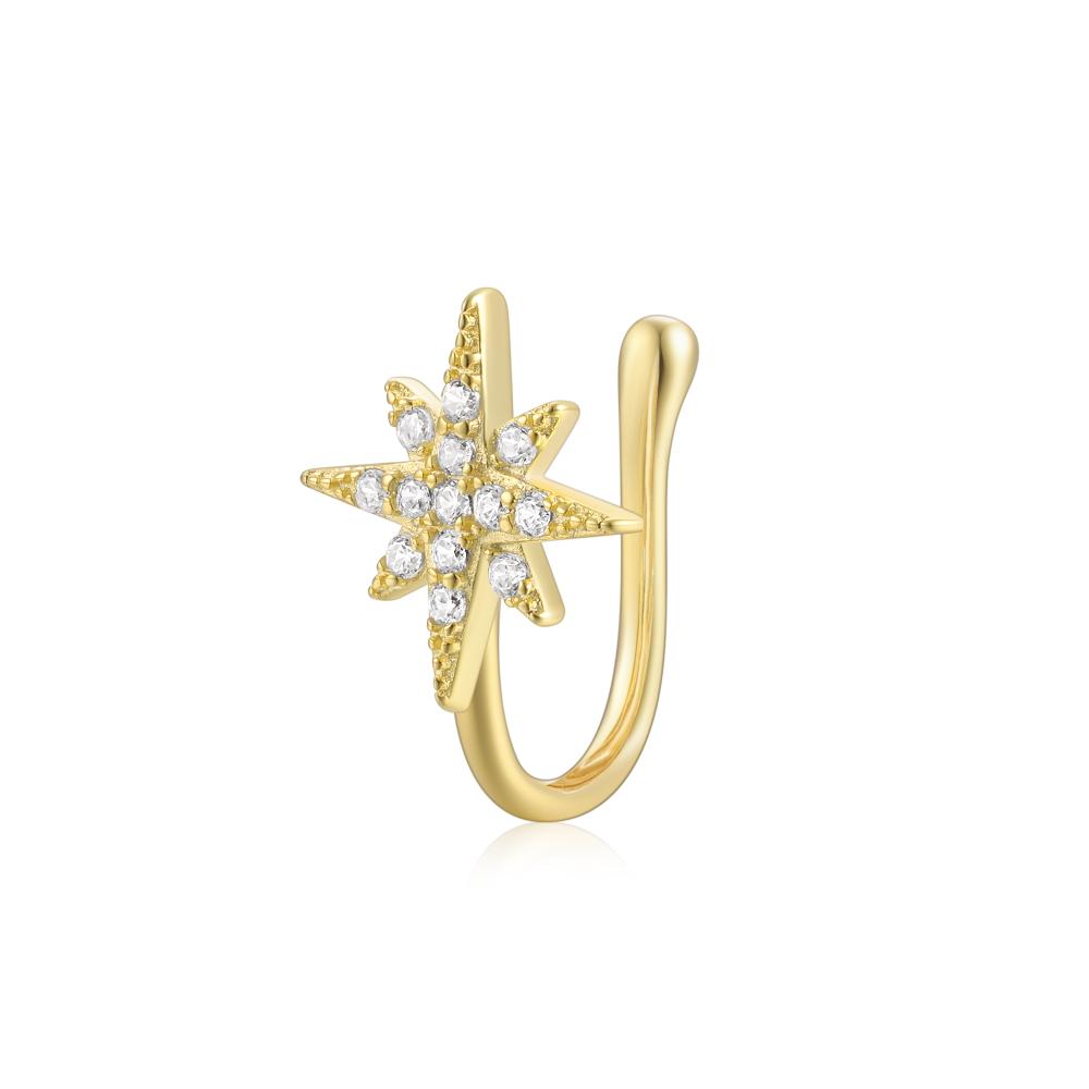 CANNER Octagonal Star-Studded Diamond Zircon Nose Ring Nose Cuff Piercing Jewelry S925 Silver