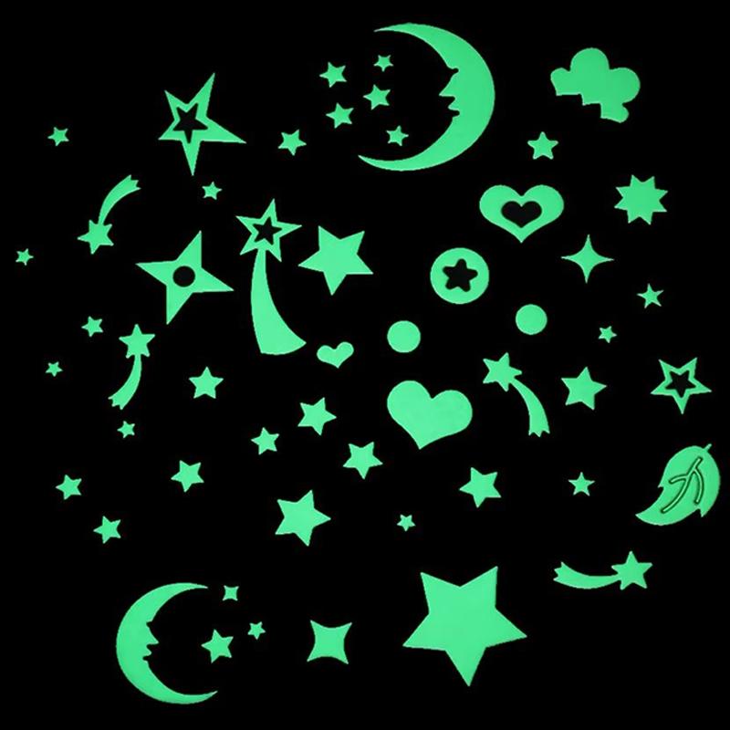 Glow Sticker Wall Decoration Room Bedroom Ceilling Home Decor Moon Universe 3D Luminous Fluorescent Sticker Stars Dinosaur Tmz