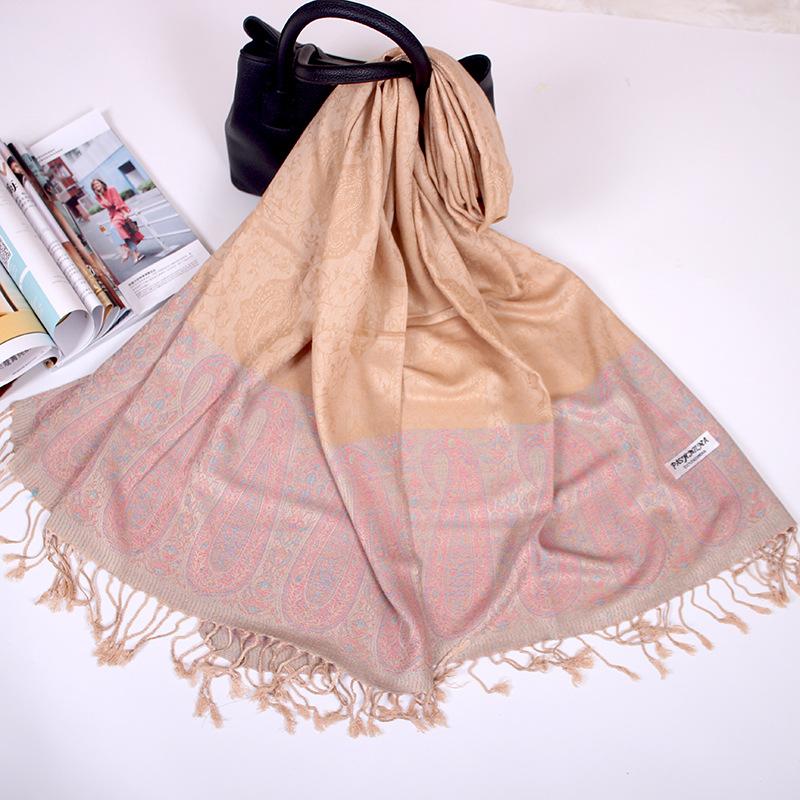 Ethnic Style Cashew Scarf Air Conditioner Large Shawl Scarf Dual-Purpose Jacquard Fringed Spring And Summer Long Cotton Scarf Women