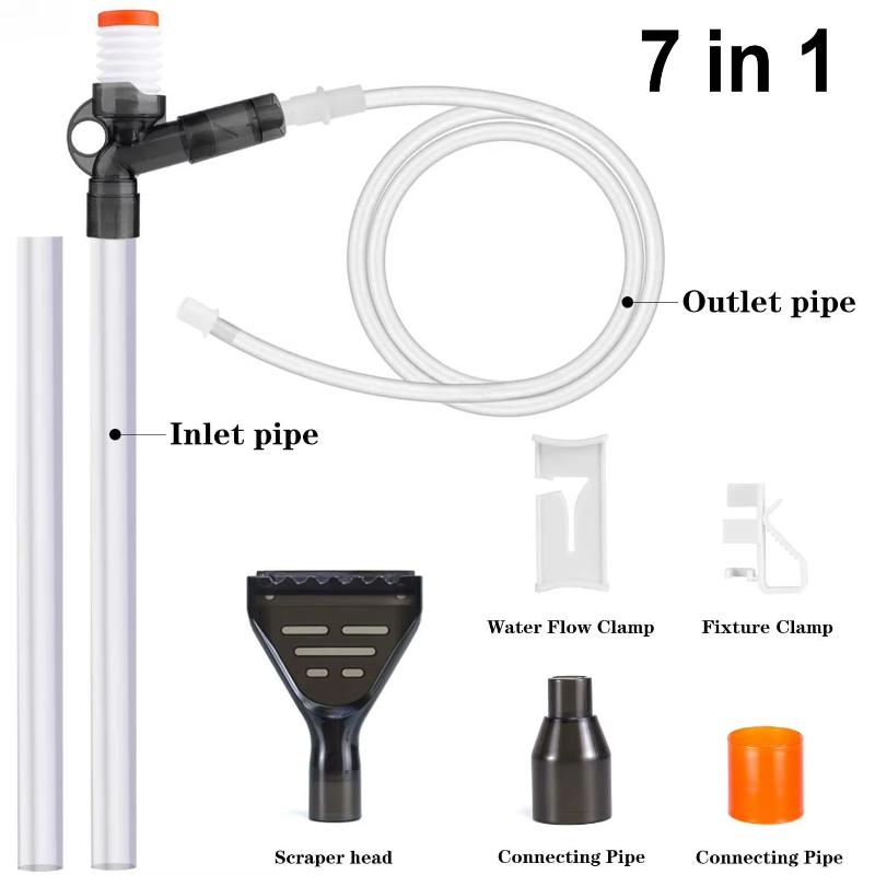Press-Type Siphon Pump Fish Tank Water Changer Kit Adjustable Water Flow Sand Cleaner Aquarium Gravel Cleaner With Glass Scraper