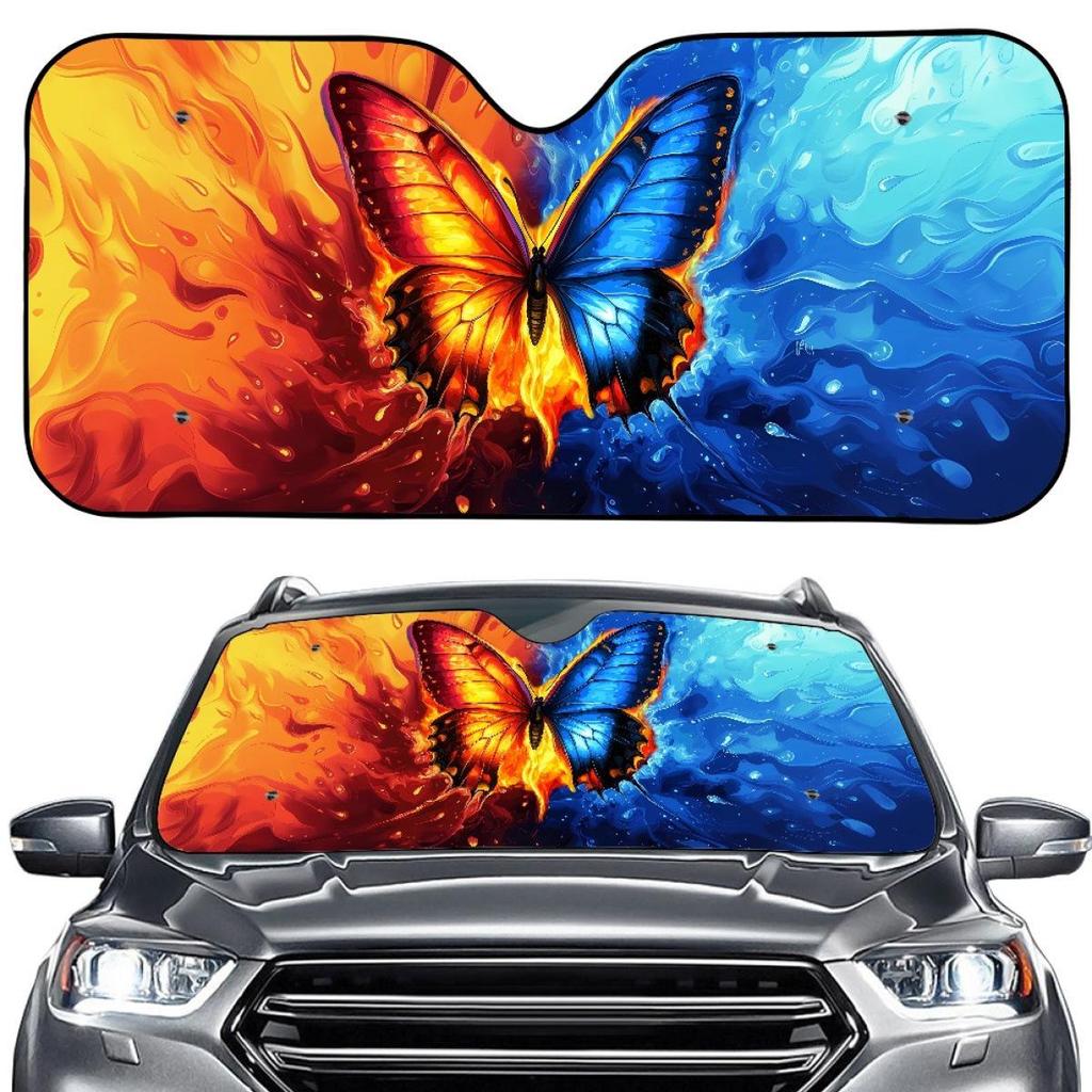 Butterfly Floral Foldable Car Windshield Sunshade - Universal Fit