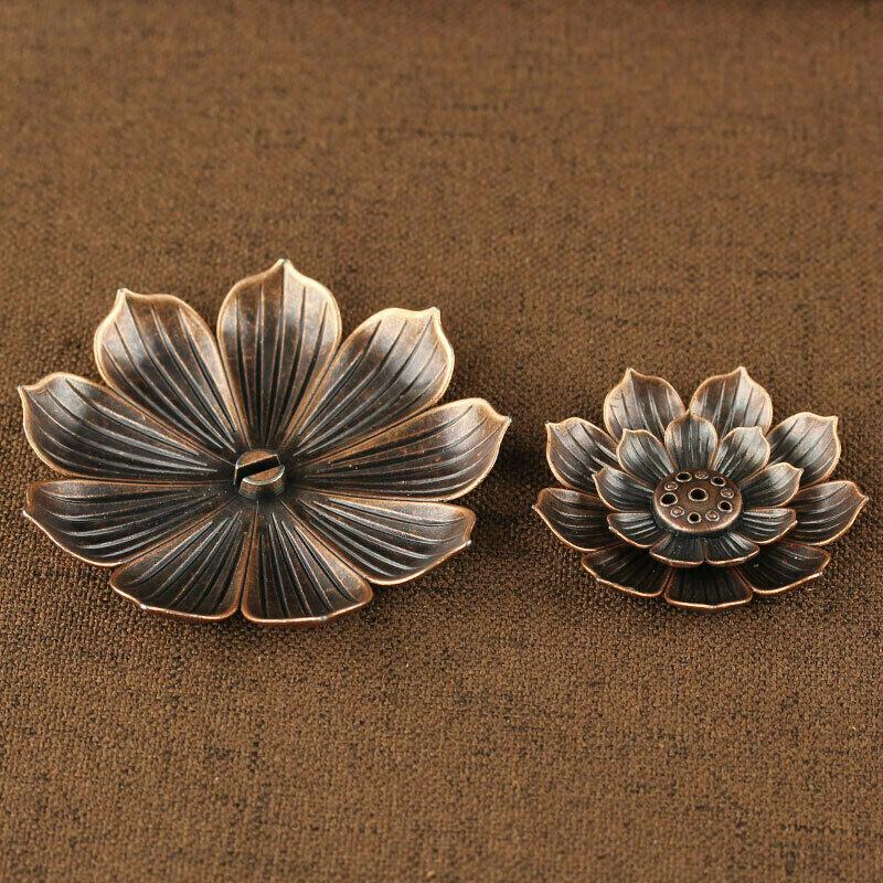 3 In1 Incense Stick Holder Alloy Lotus Line Incense Burner Yoga Sage Sandalwood Coil Base Bronze Crafs Home Decor Christmas Gift