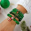 5pcs/set Christmas Series Colorful Beaded Bracelet For Women Santa Claus Snowman Xmas Tree Elastic Beads Bangles New Year Gift