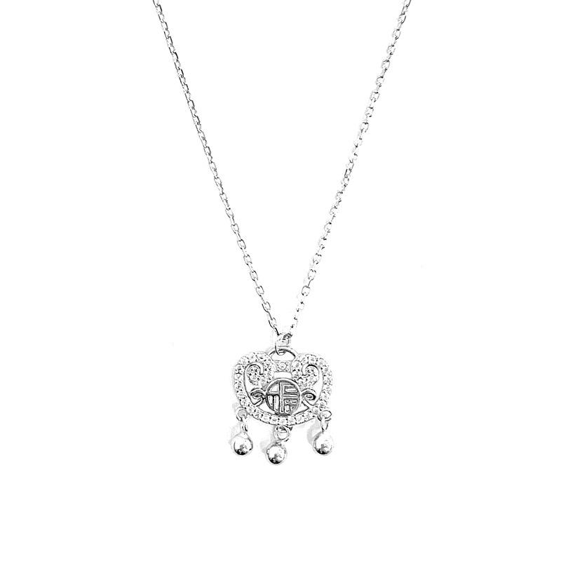 New Chinese Style Safety Lock Necklace Women's National Style China-Chic Light Luxury High Feeling Clavicle Chain