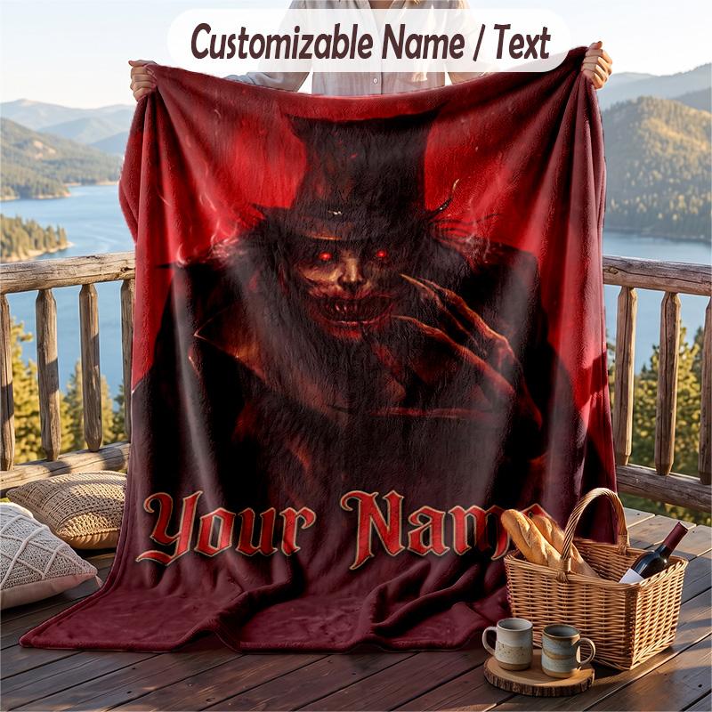 Custom Text Flannel Throw Blanket, Lightweight Cozy Bed Sofa BlanketThe Babadook