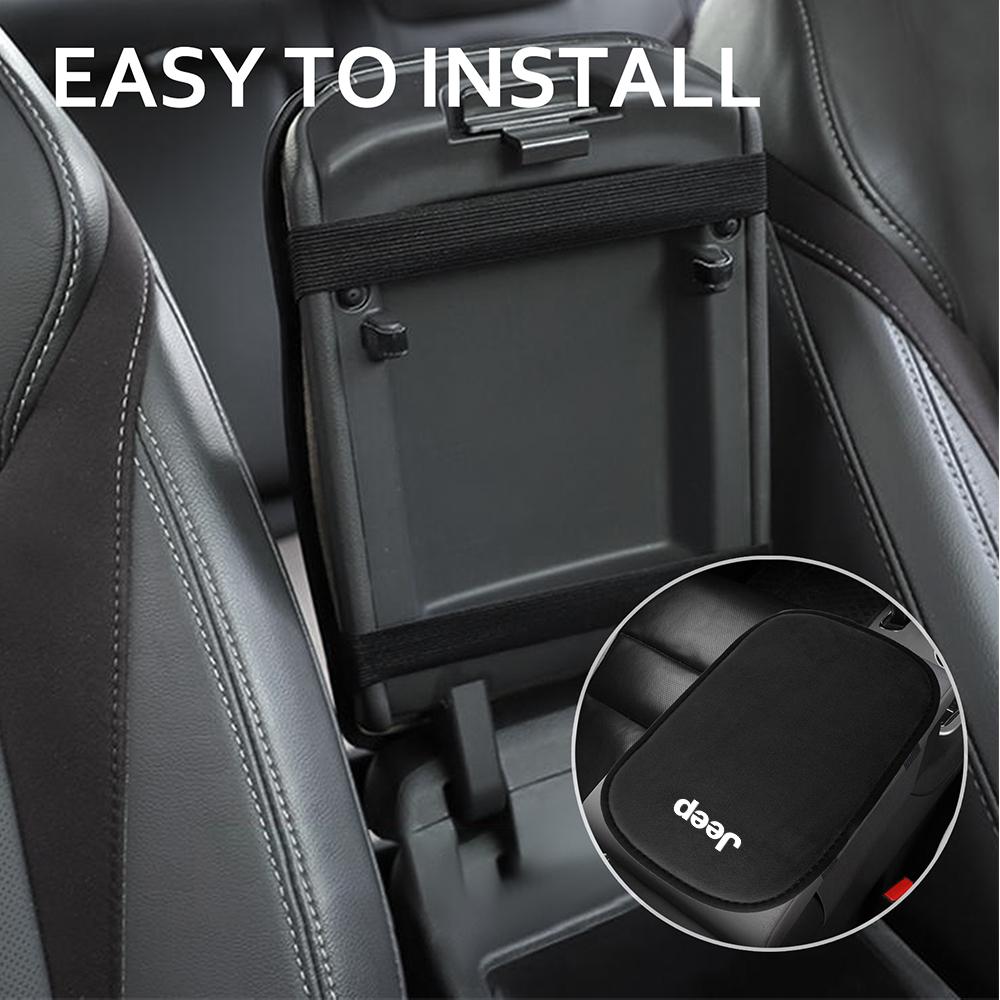 Car Armrest Storage Box Cover Auto Armrest Leather Cushion For Jeep Compass Renegade Wrangler JK Patriot Grand Cherokee Rubicon AKS1