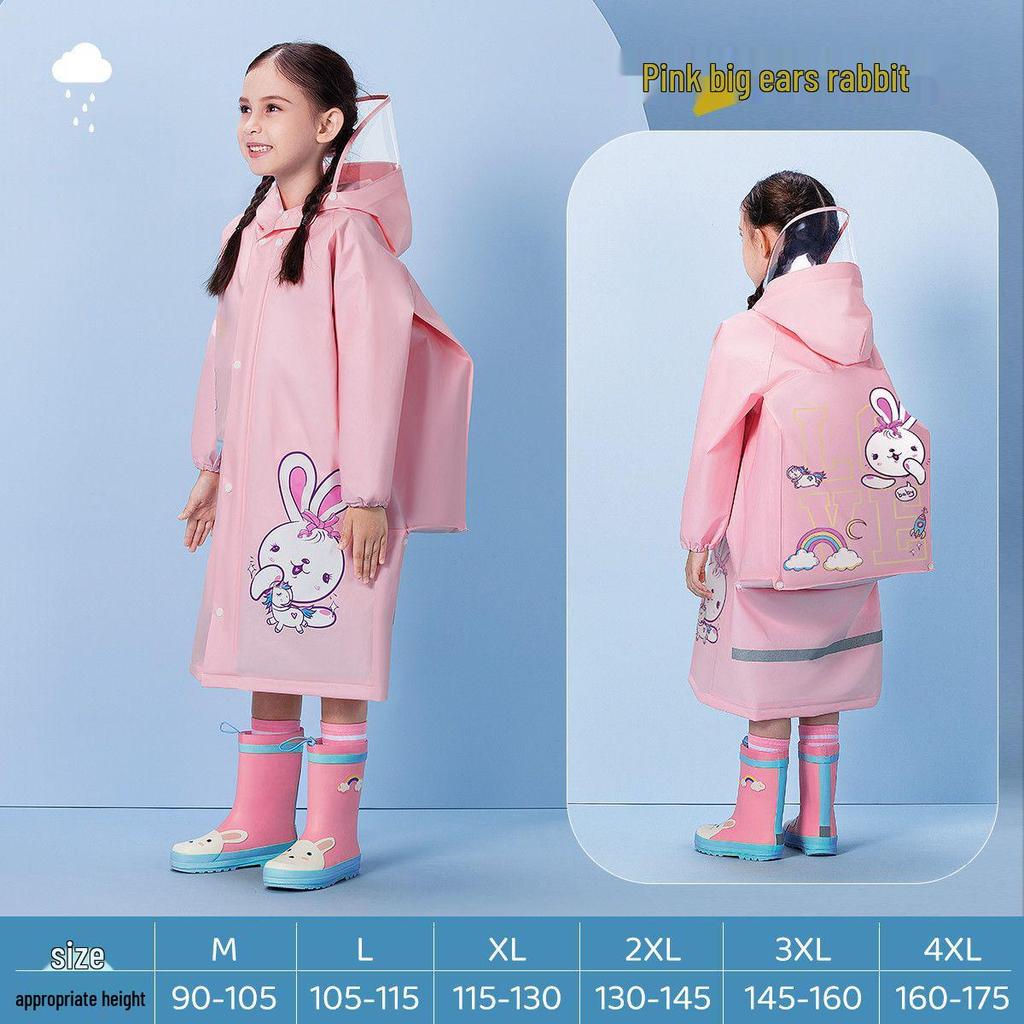 Children's Cartoon Rain Poncho with Backpack Slot for Kids