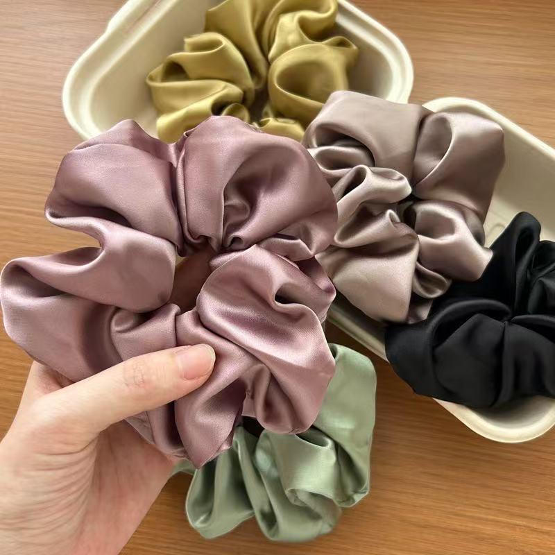 Elegant Satin Large Hair Scrunchie - Creamy Texture, High-End Style