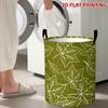 1pc, 2D Minimalist Style Green Background Dirty Clothes Basket, White Maple Leaf Pattern, Suitable for Home Laundry, Bathroom Dirty Clothes Storage, A