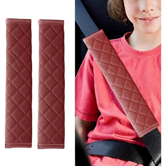 2PCS Universal Car Seatbelt Strap Cover, Long Crystal Velvet Shoulder Pad Cover Kit for Adults and Children, Helps Avoid Friction On Shoulder and