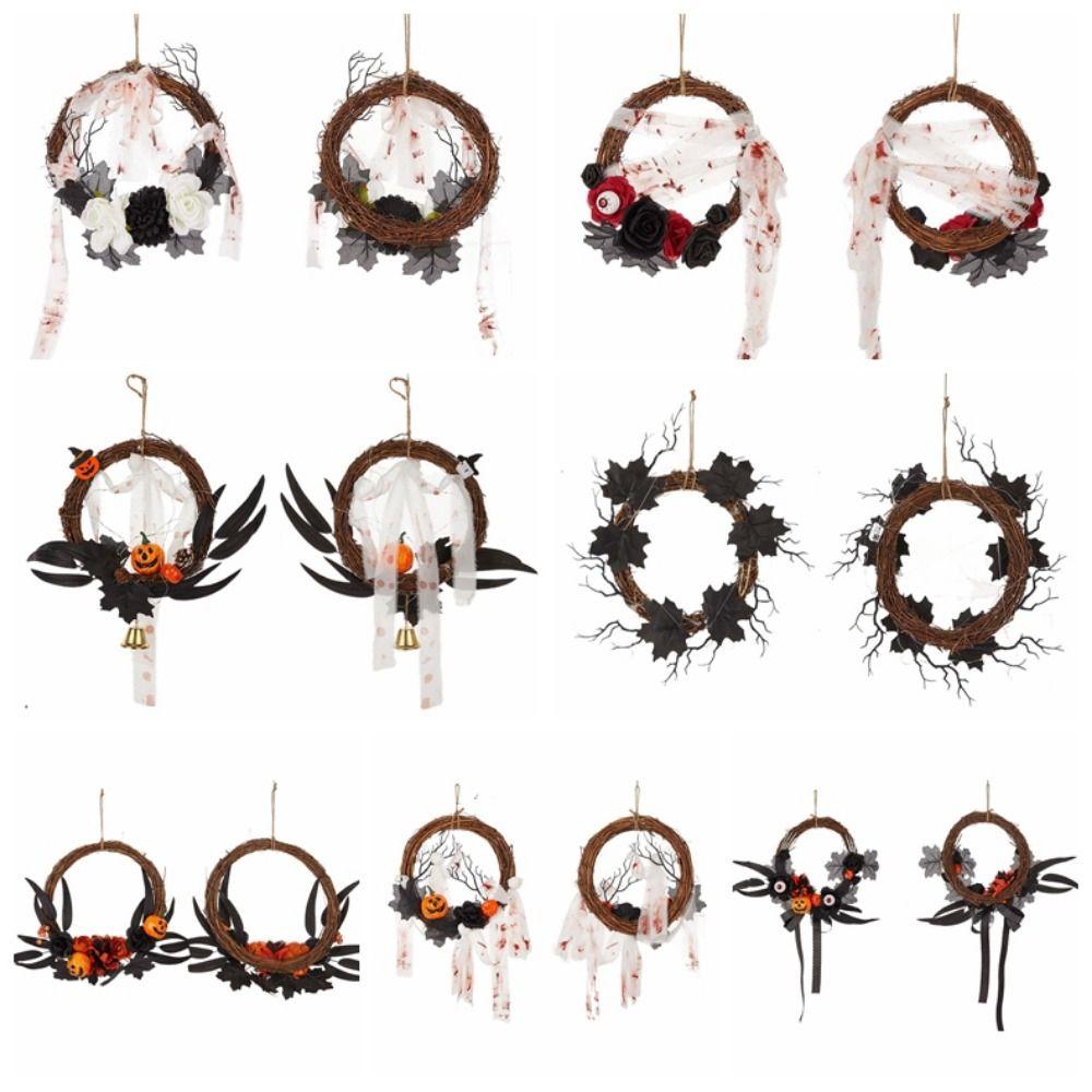 

Silk Flower Halloween Wreath Mini Artificial Flower Wreath Halloween Decoration