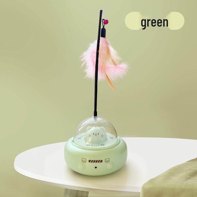 

Smart UFO Cat Toy: Automatic Laser & Feather Teaser for Self-Amusement 10.5x10.5x19 cm зелёный
