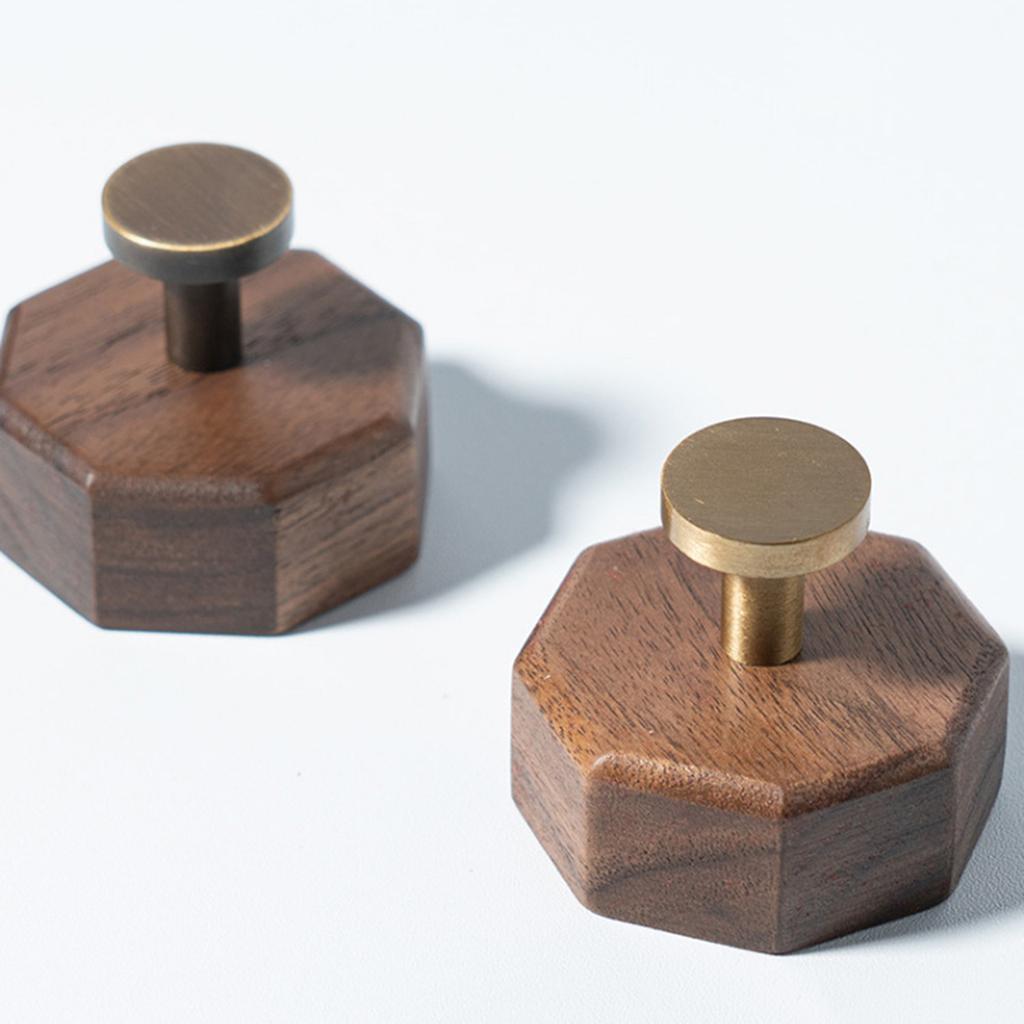 Wood & Metal Wall Hook Hat Hanger Easy Install Wall Mount Wooden Peg Knob Walnut Cute Simple Modern Small Room Decor