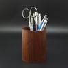Wooden pen stand, black walnut, round, large