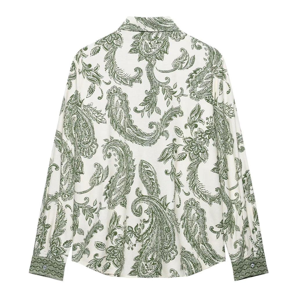 2025 Spring Women's European & American Style Floral Long Sleeve Shirt and Skirt Set
