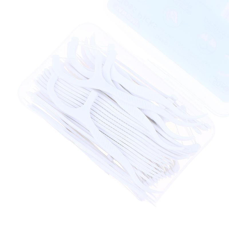 50 Pezzi Filo Interdentale Portatile Monouso Stuzzicadenti in Plastica Bastoncino Filo Interdentale ad Alta Tensione Scatola Dentale Cura Orale