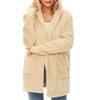 Women's Casual Fleece Lined Hooded Cardigan Solid Color Long Sleeved Coat