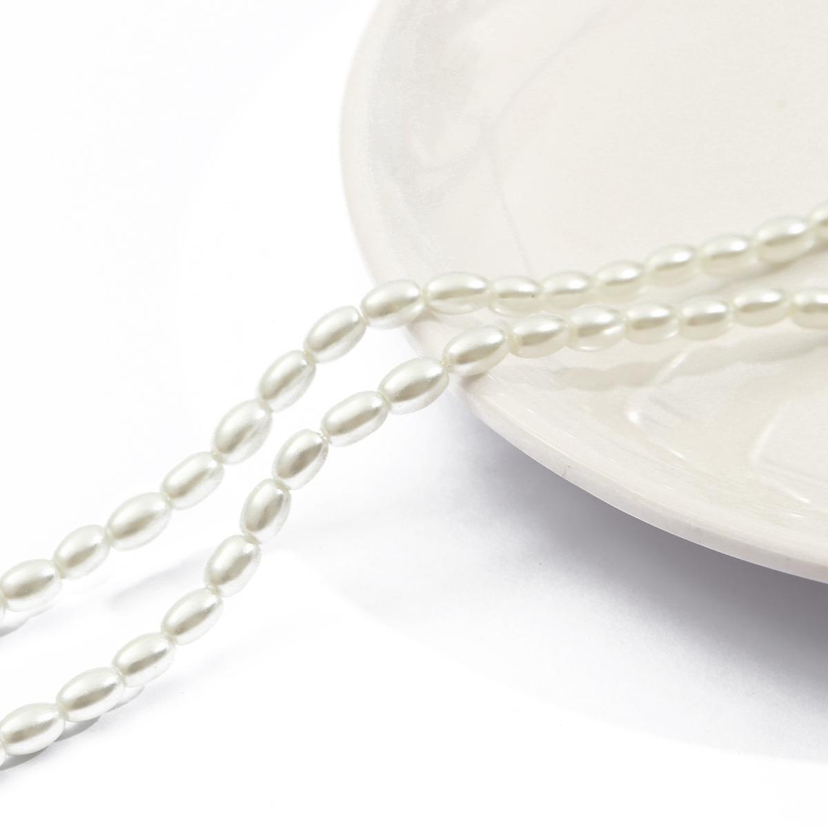 

80 см стеклянные искусственные жемчужины бусины белые цвета слоновой кости овальные бусины для изготовления ювелирных изделий своими руками ожерелье браслет серьги фурнитура 4x6mm белый