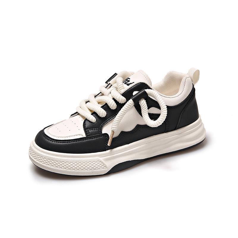 2025 Women s Thick Sole White Sneakers, New Style Versatile Student Fashion with Color Block Design 36 чёрный