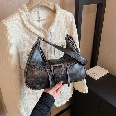 Schnalle Reißverschluss Thread Retro PU Schultertaschen solide Umhängetasche heißer Verkauf Handtasche