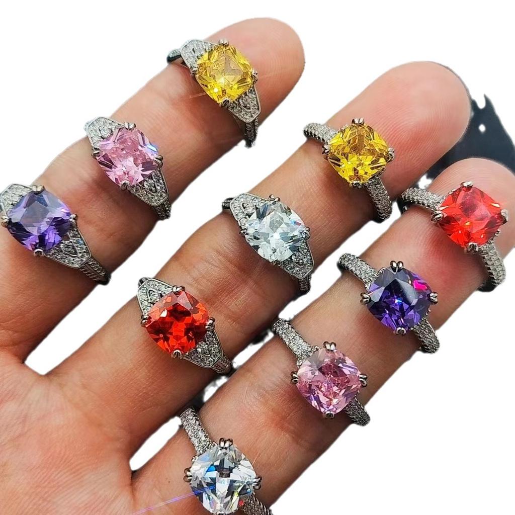 Bague Carrée Zir*****Pen Tendance Mode Femme Bijou Bague Carrée Grosse Polyvalente