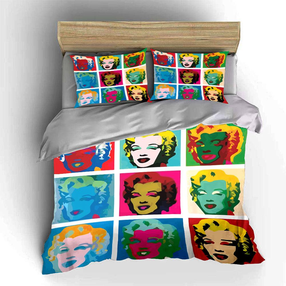 Pop Art Colorful Portrait Set Bedding Duvet Cover Set Duvet Cover Pillowcases  (1*Duvet Cover 2*Pillowcases, Without Duvet Insert)
