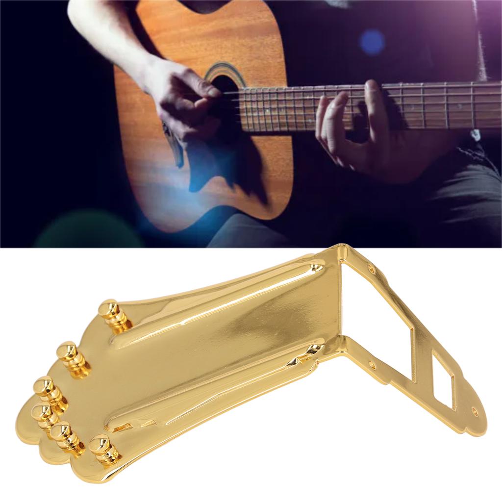 Guitar Tailpiece Replacement Solid Metal 6 Strings Guitar Trapezoidal Tailpiece for Archtop