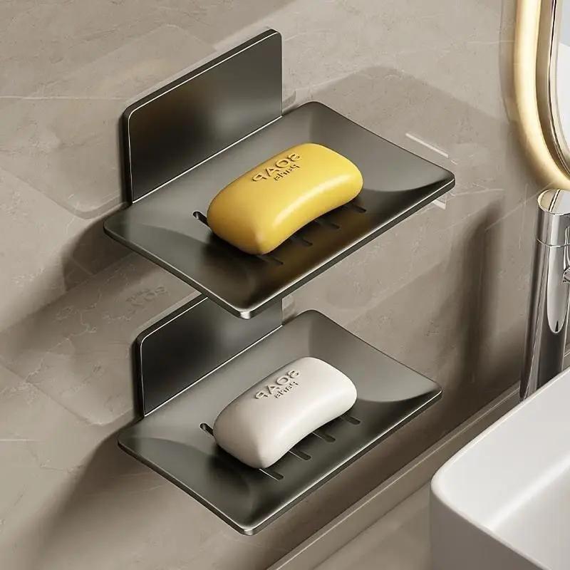 Bathroom Stainless Steel Soap Dish, Non Perforated Wall Mounted Soap Sponge Holder, Kitchen Soap Holder