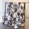 Spring And Summer Thin Simulated Silky Brocade Plain And Elegant Flower Silk Scarf Long Scarf Silky Printing Shawl Versatile Headscarf Scarf