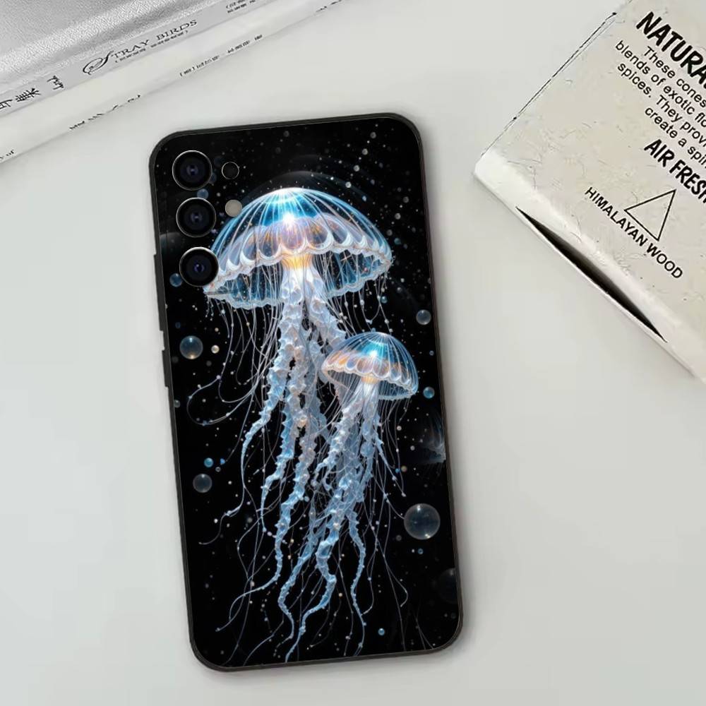 Jellyfish Oceanic   Phone Case Black Silicone Soft For Samsung S25,S24,S21,S22,S23,S30,Ultra,S20,Plus,Fe,Lite