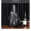 Crocodile Patterned Men's Chest Bag Made Of Genuine Leather Crossbody Cowhide With Claws Trendy Single Shoulder