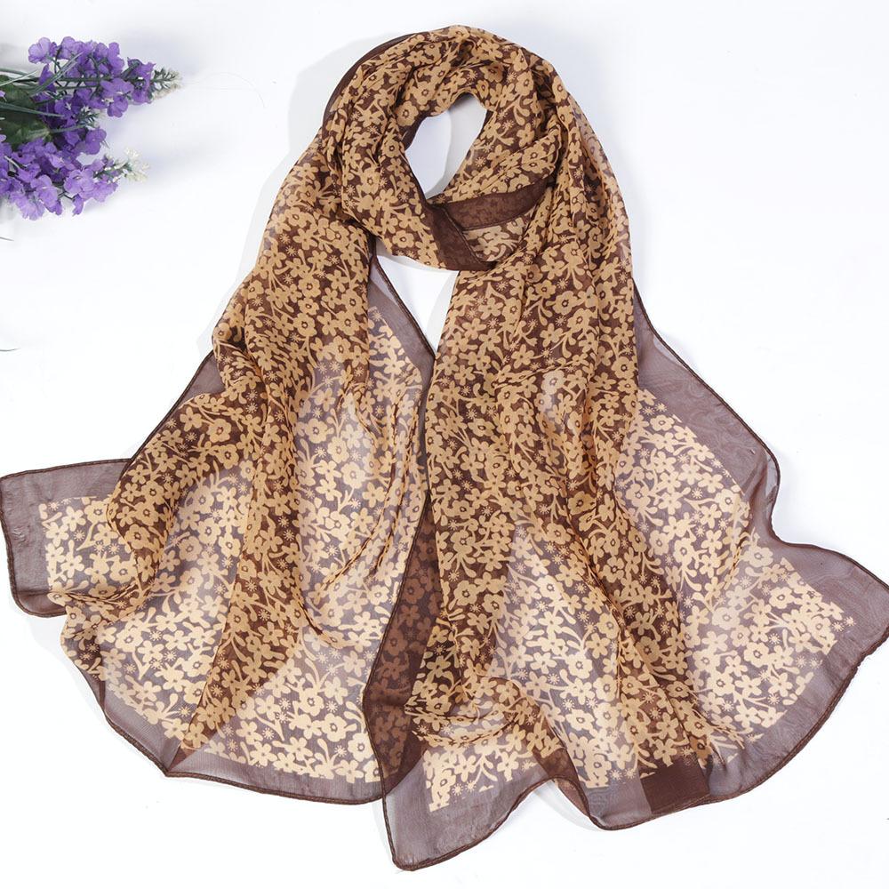 Fashion Chiffon Scarf Floral Long Soft Silky Georgette Shawl Beach Kerchief Scarves Female Foulard  Head Raps Scarf For Women