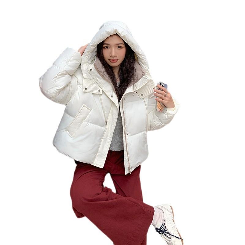 Cotton and thickened down cotton jacket women's new warm hooded bread jacket and cotton jacket for winter 2025