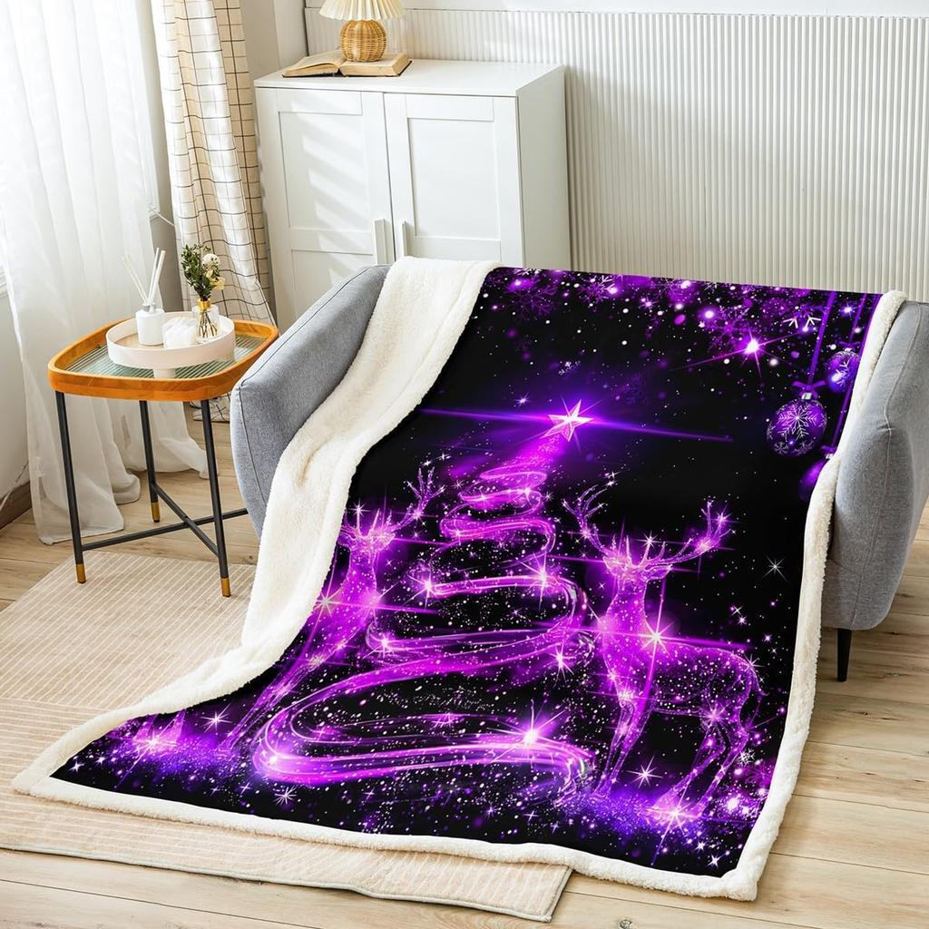 GUOYU Blanket Cute Gnomes Throw Blanket Purple Vine Flower Butterfly Blanket for Couch Sofa Lavender Bouquet Bed Blanket for Kids Boys Girls