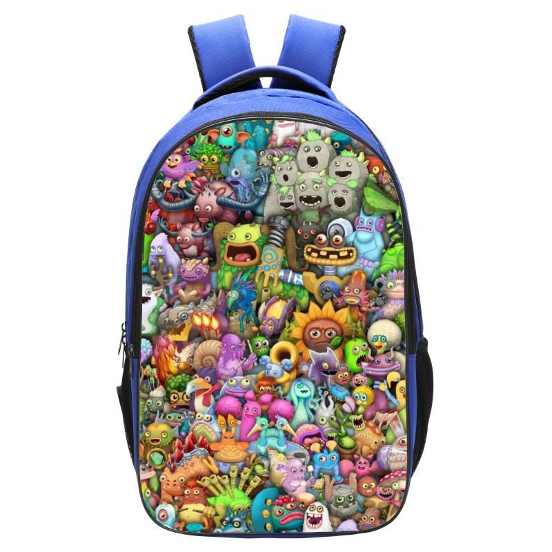 School Bag Monster Choir School Bag, Blue 16 Inch 13 Elementary School Backpack